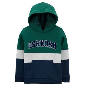 OshKosh Boys Colorblock Fleece Hooded Logo Pullover Sweatshirt
